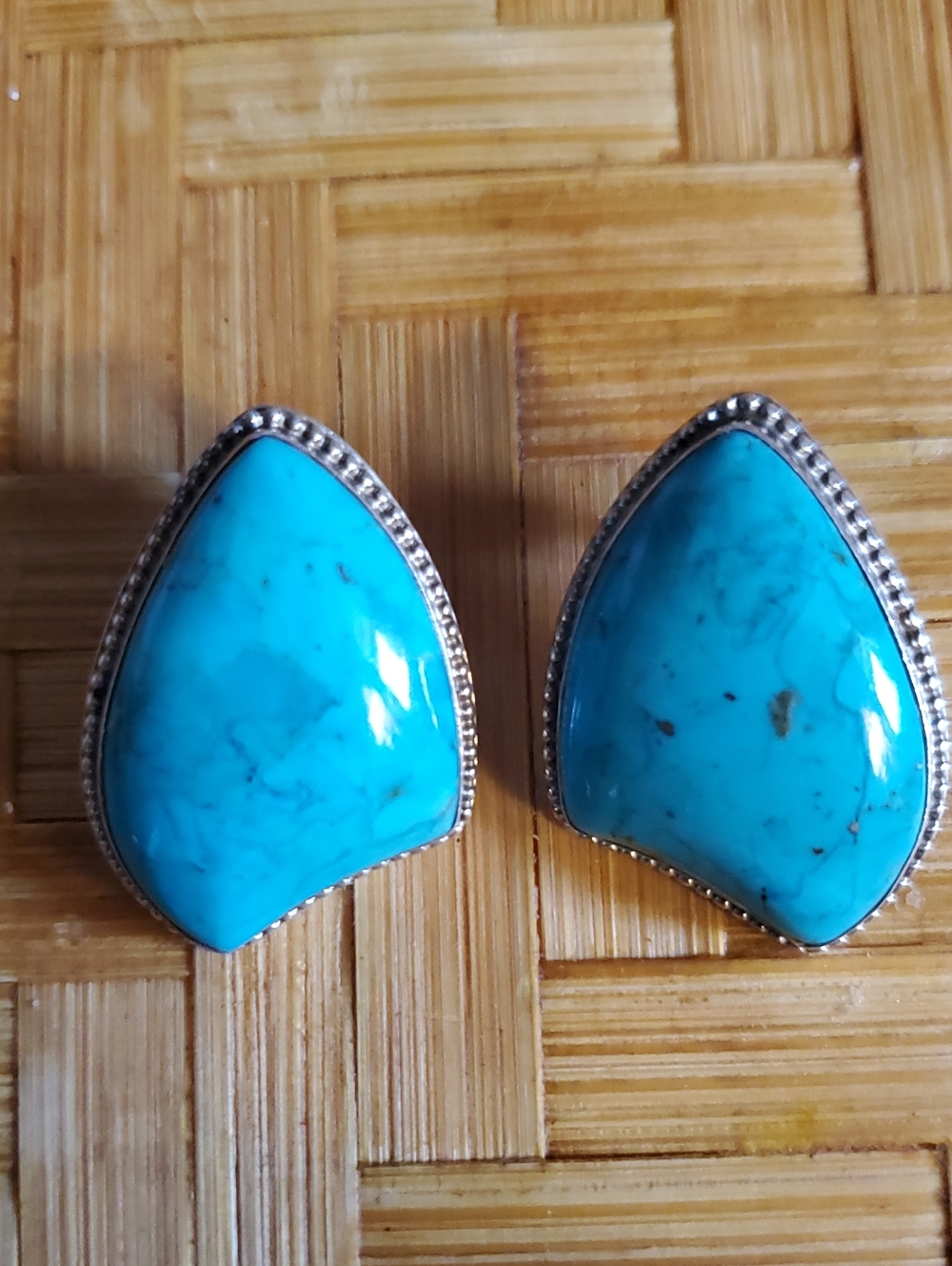 Vintage Sterling Silver Turquoise Earrings Designer Jay King Chunky Stones